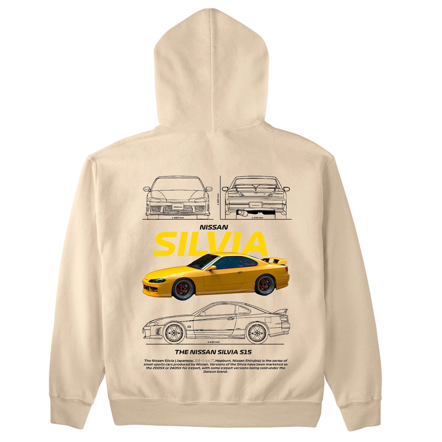Moletom Básico Com Capuz Unissex Nissan Silvia Amarillo VERSION S15 WHITE-PEROLA