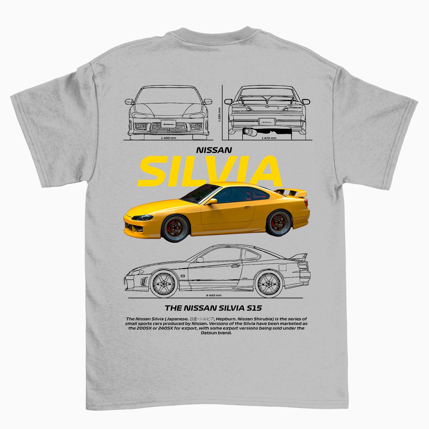 Camiseta Básica Unissex Nissan Silvia Amarillo Version S15 WHITE