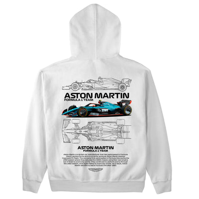 Moletom Básico Com Capuz Unissex Aston Martin Fórmula 1 TEAM-BRANCO