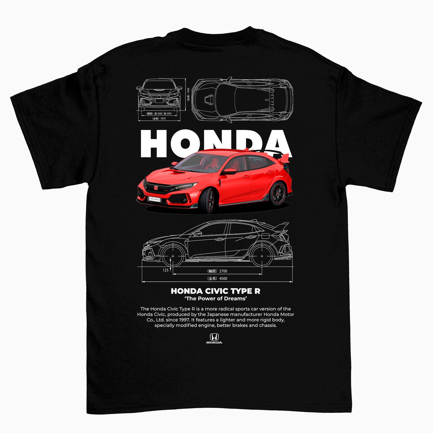 Camiseta Básica Unissex Honda Civic Type R W