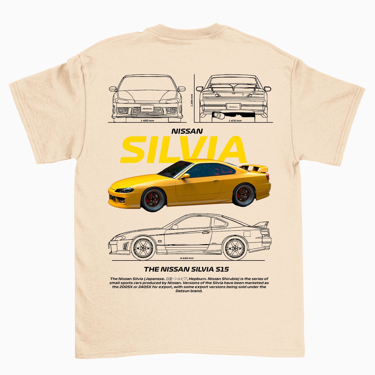 Camiseta Básica Unissex Nissan Silvia Amarillo Version S15 WHITE