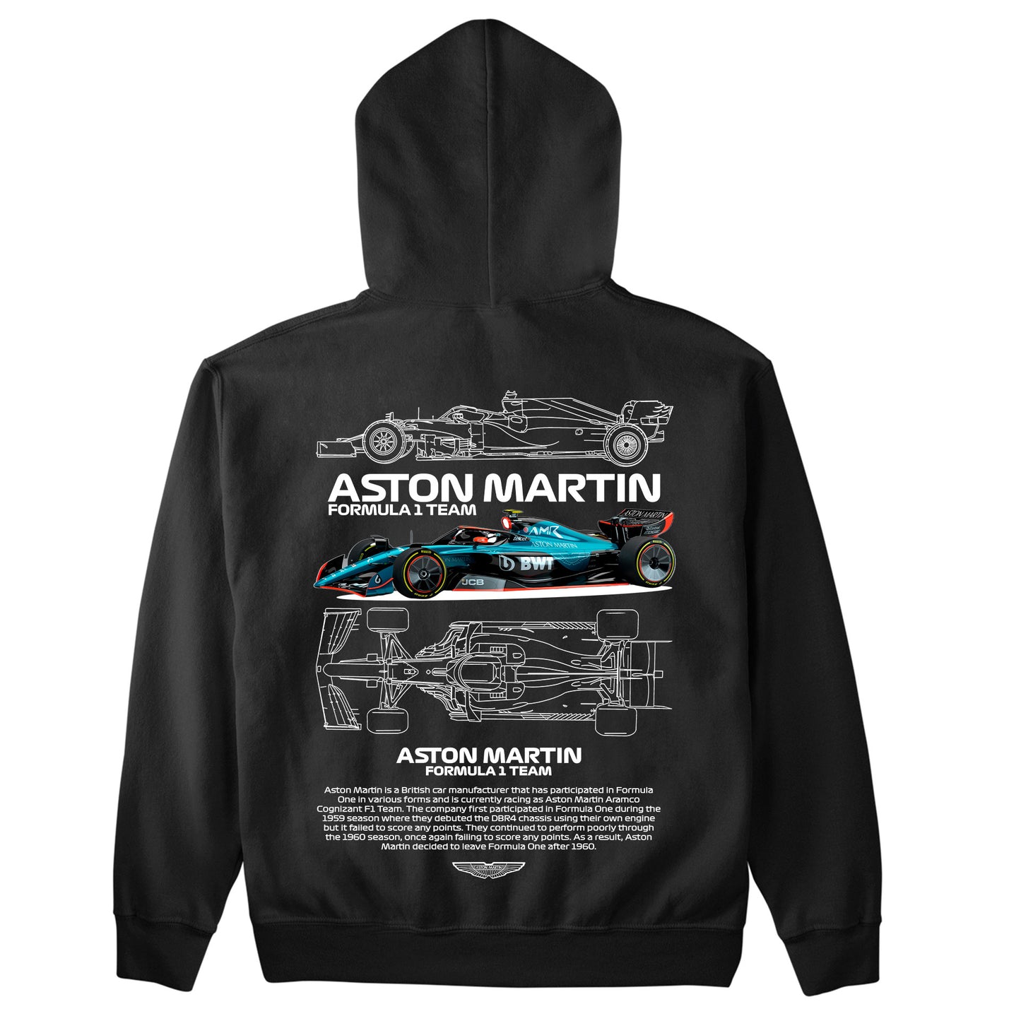 Moletom Básico Com Capuz Unissex Aston Martin Fórmula 1 TEAM-PRETO