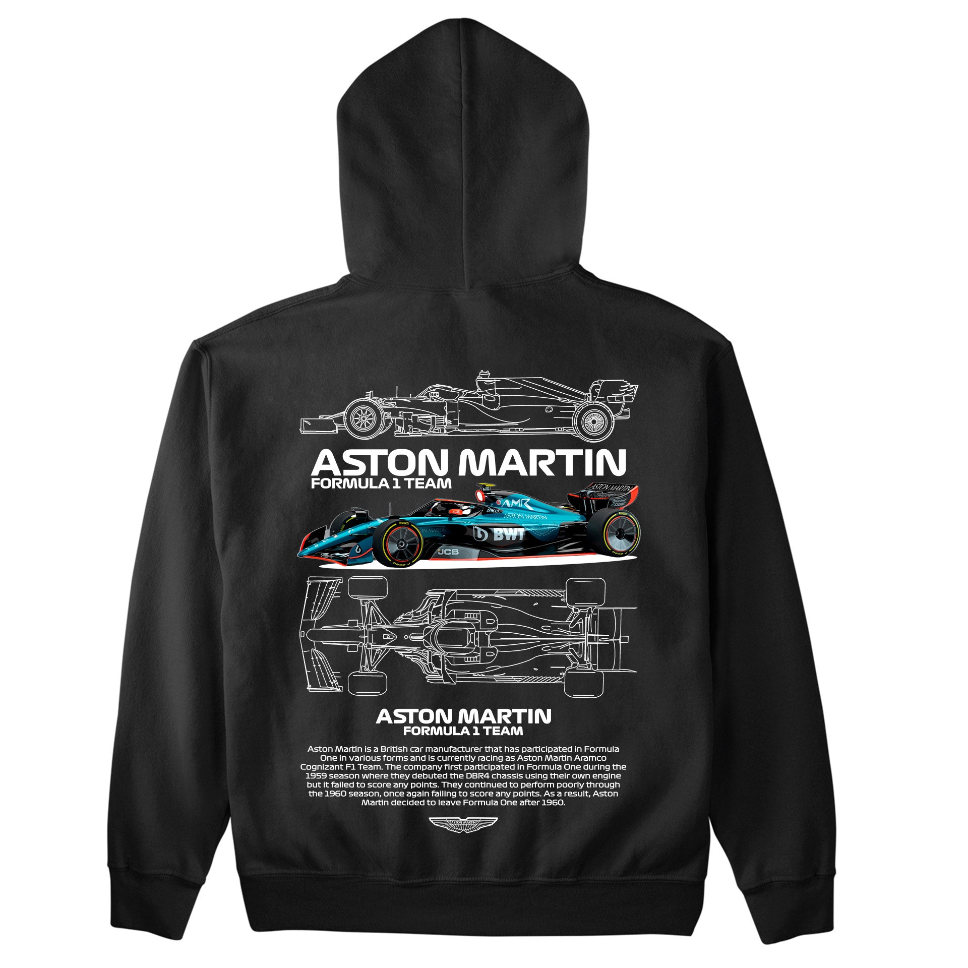 Moletom Básico Com Capuz Unissex Aston Martin Fórmula 1 TEAM-PRETO