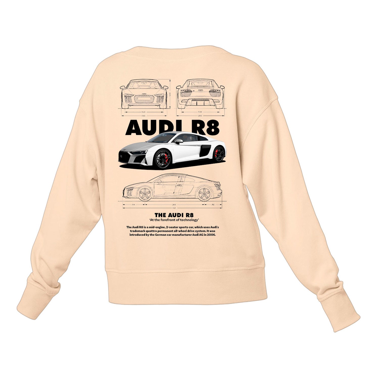 Moletom Gola Redonda Unissex Audi R8 Pérola