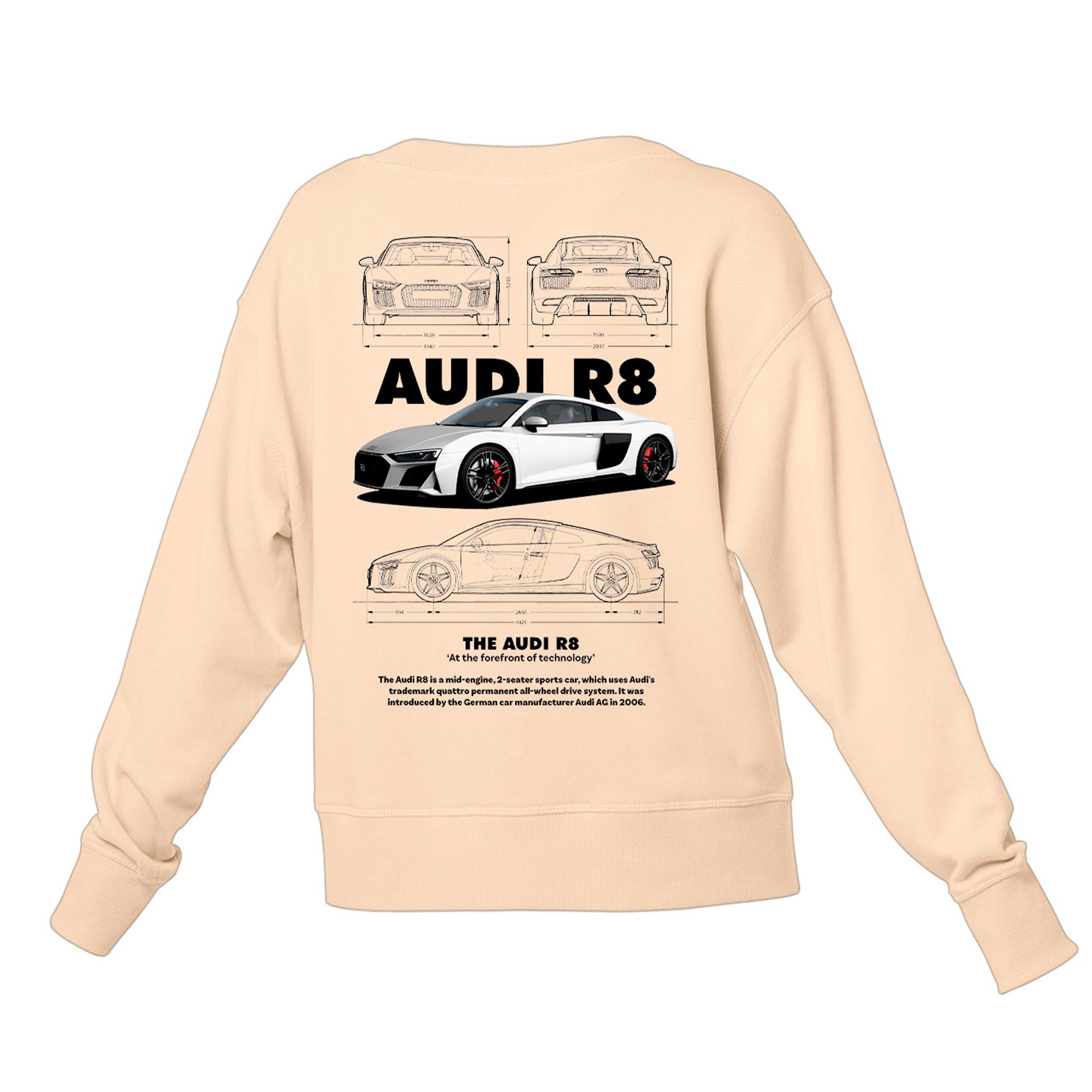 Moletom Gola Redonda Unissex Audi R8 Pérola