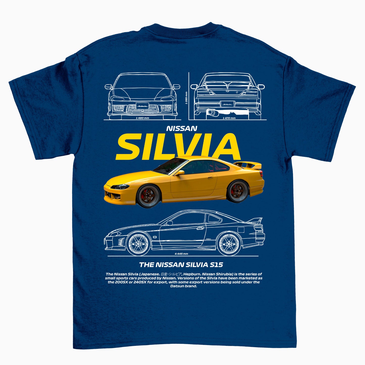 Camiseta Básica Unissex Nissan Silvia Amarillo Version S15 WHITE