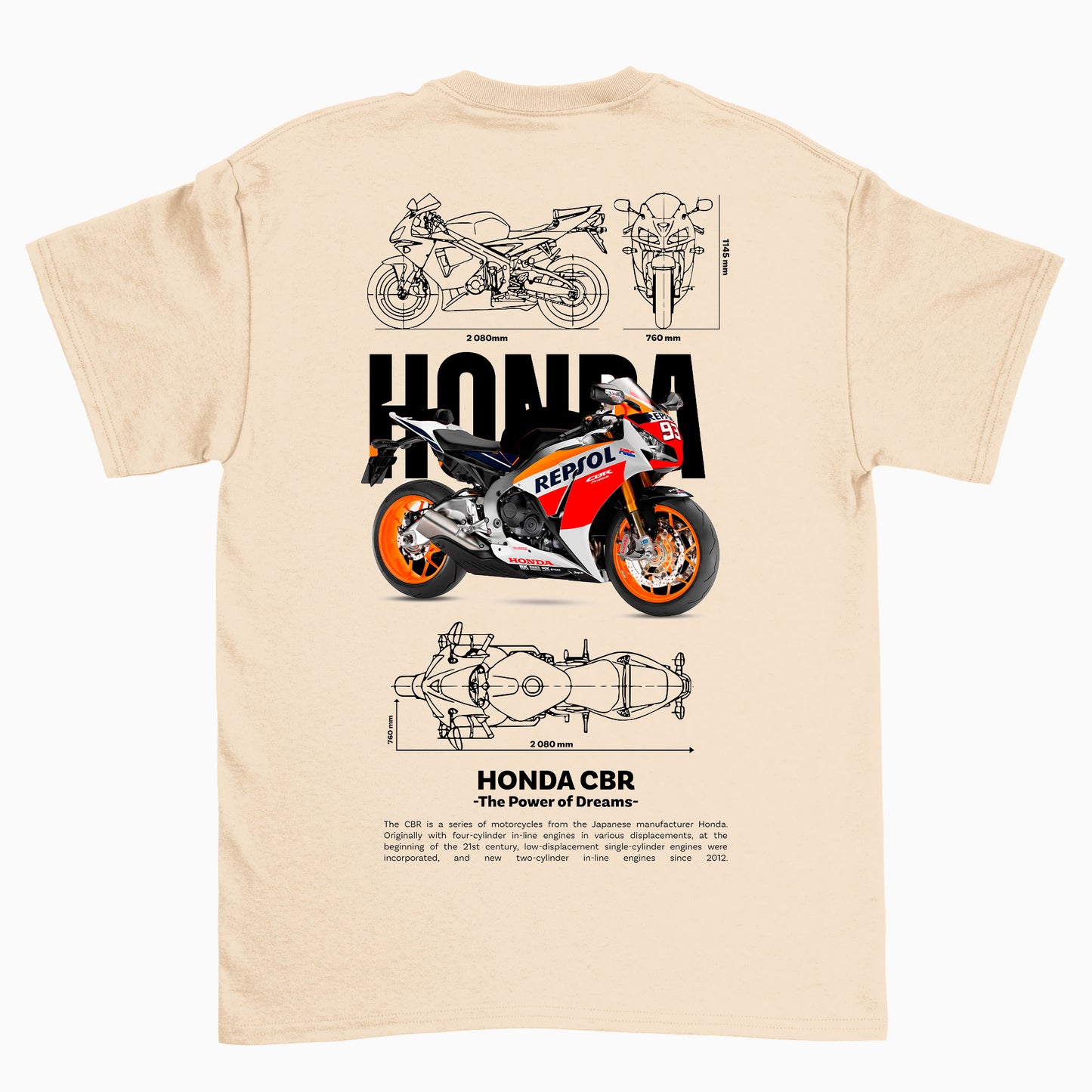 Camiseta Básica Unissex Honda CBR Template PNG white