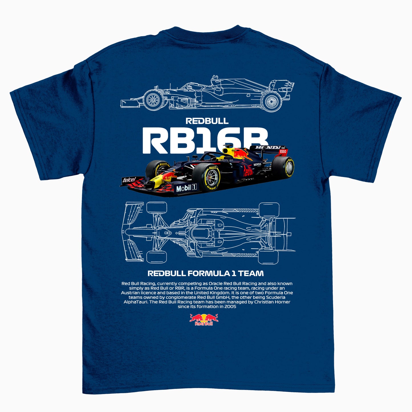 Camiseta Básica Unissex Red Bull Racing FORMULA 1 TEAM W BRANCO