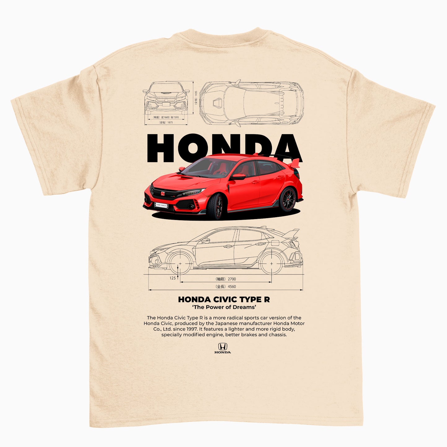 Camiseta Básica Unissex Honda Civic Type R W