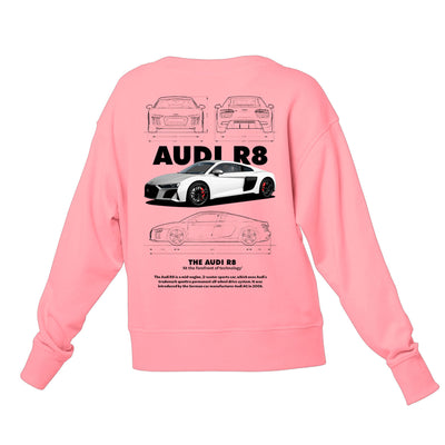 Moletom Gola Redonda Unissex Audi R8 Rosa Bebê