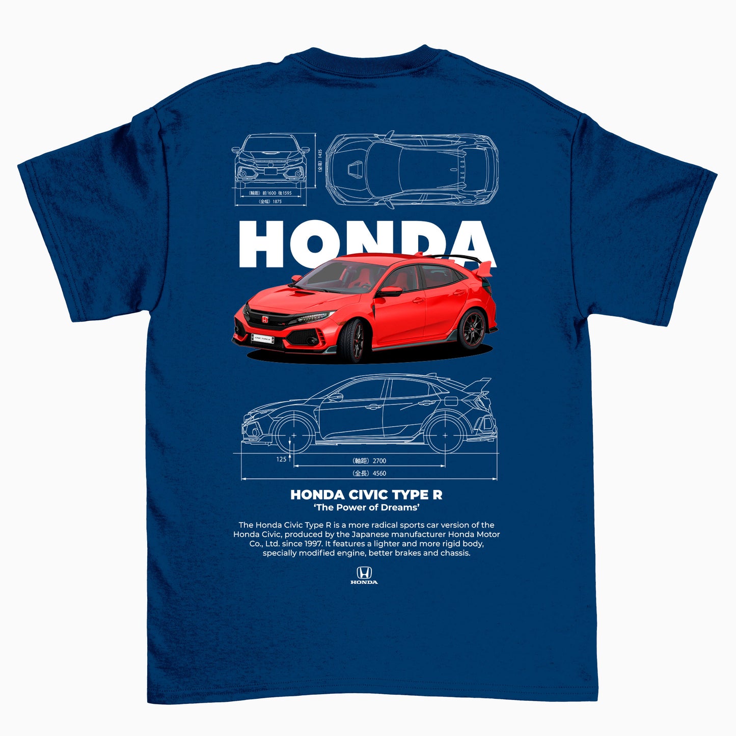 Camiseta Básica Unissex Honda Civic Type R W