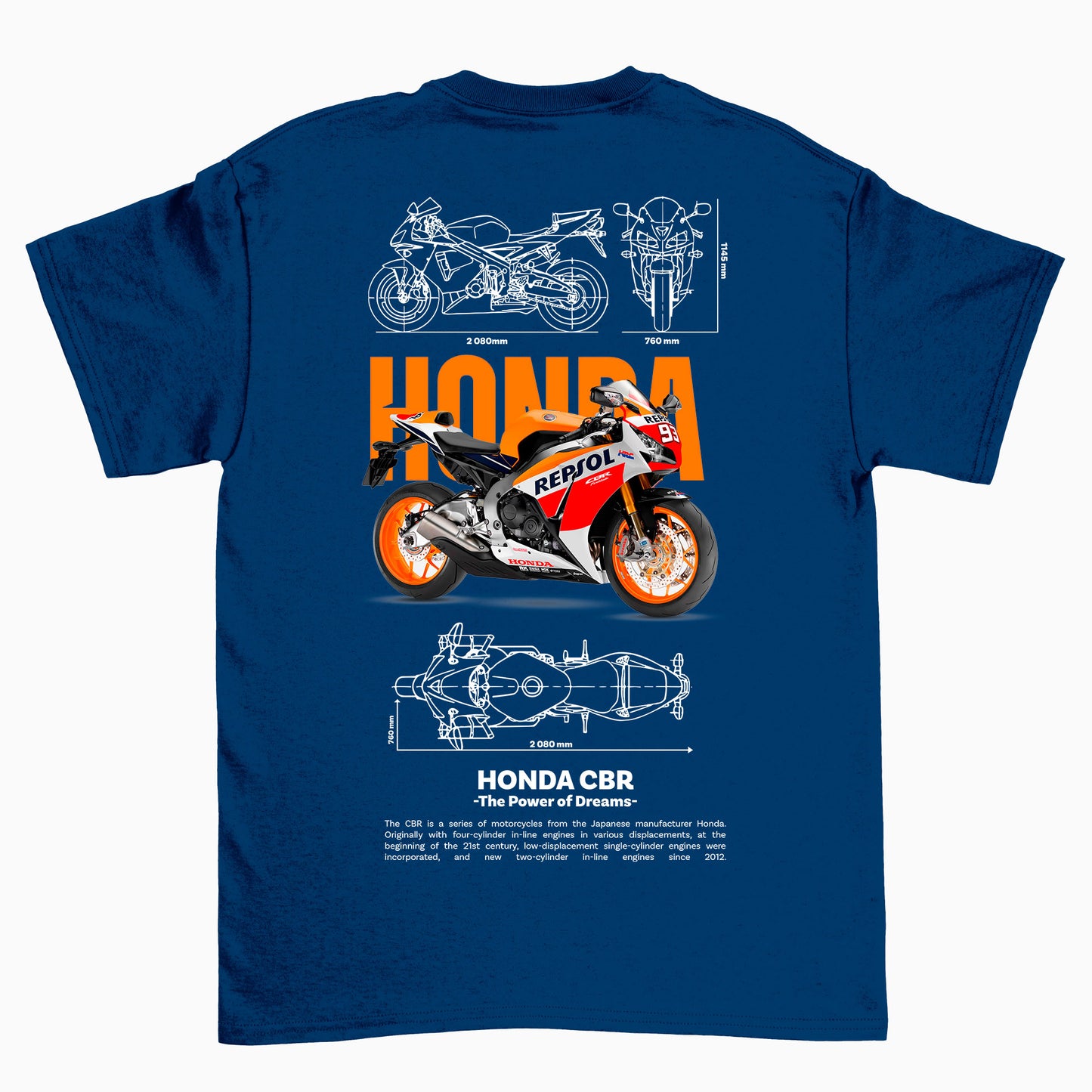 Camiseta Básica Unissex Honda CBR Template PNG white
