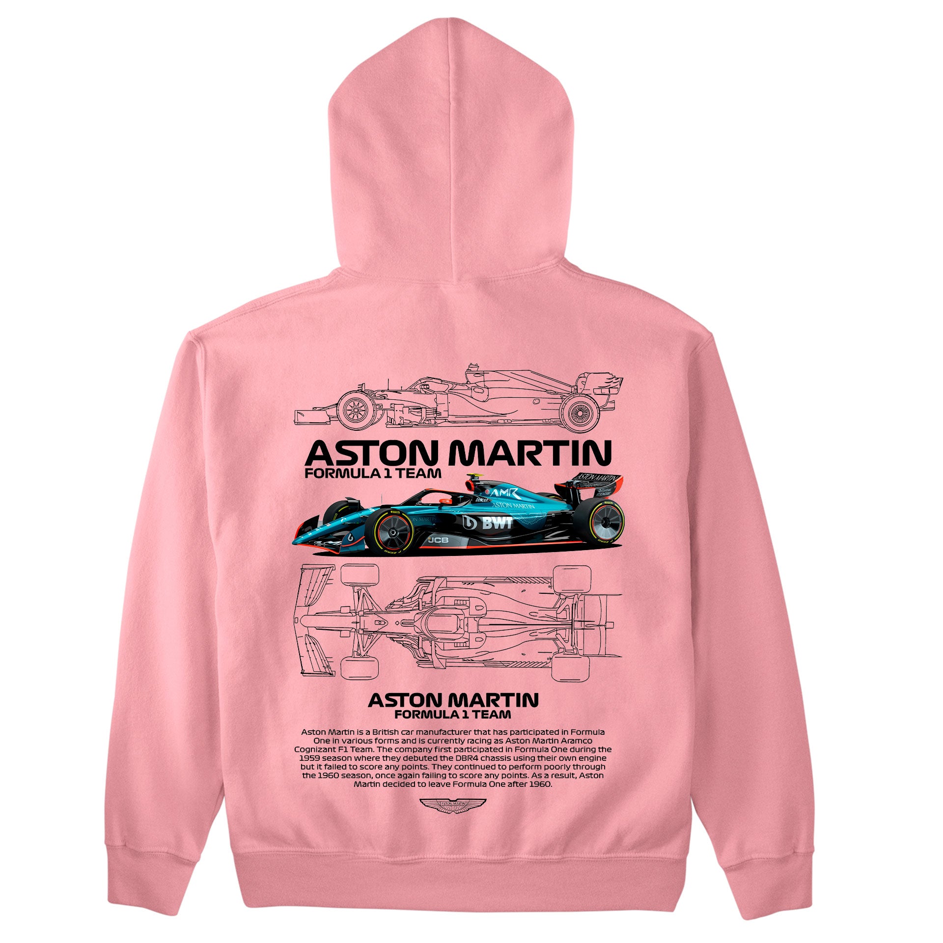 Moletom Básico Com Capuz Unissex Aston Martin Fórmula 1 TEAM-ROSA BEBE