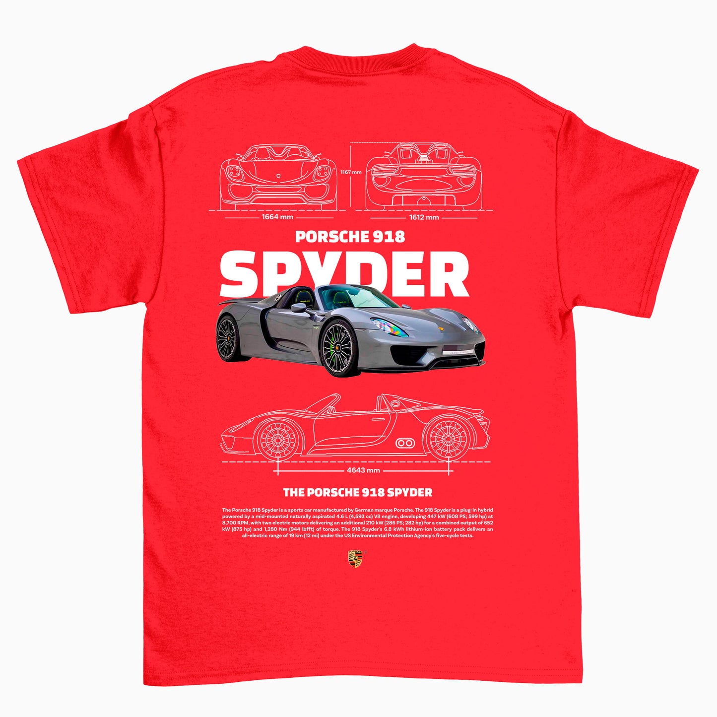 Camiseta Básica Unissex Porsche 918 Spyder 2 w BRANCO