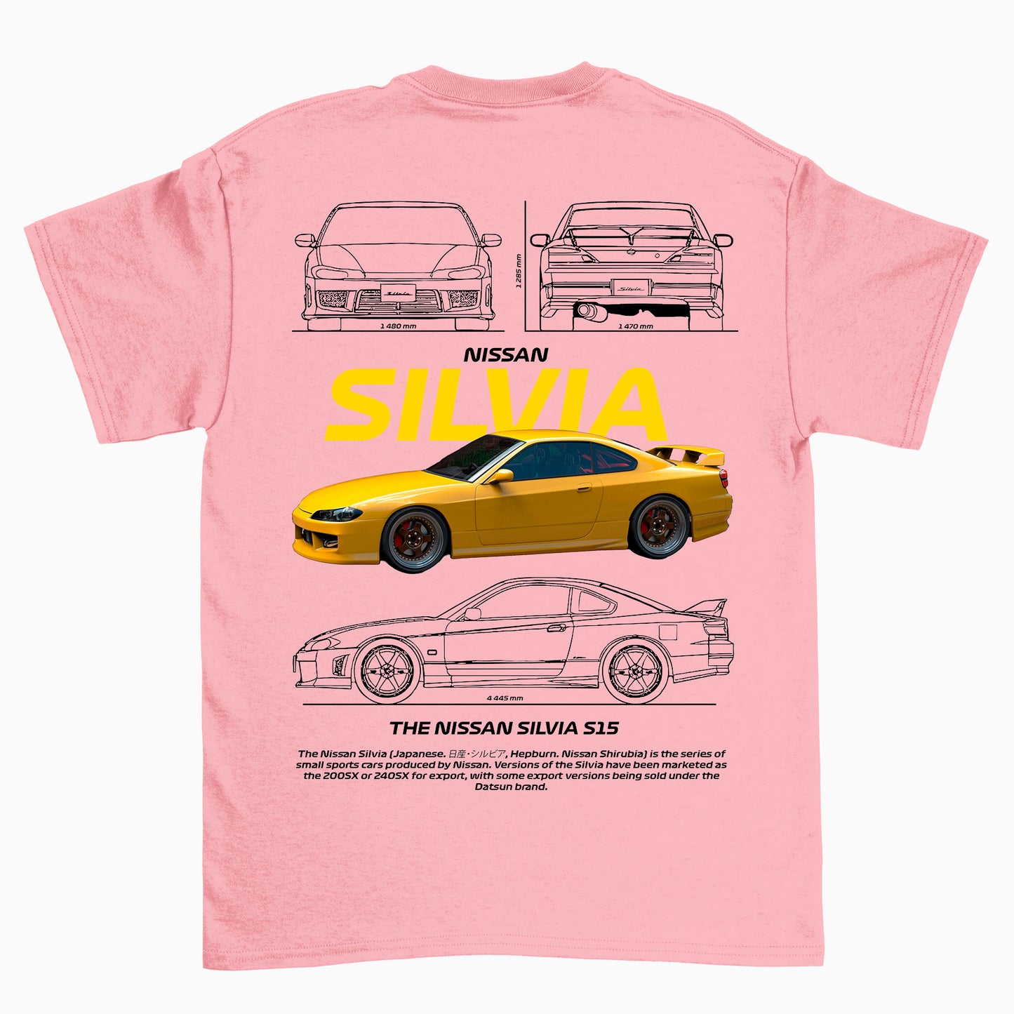 Camiseta Básica Unissex Nissan Silvia Amarillo Version S15 WHITE