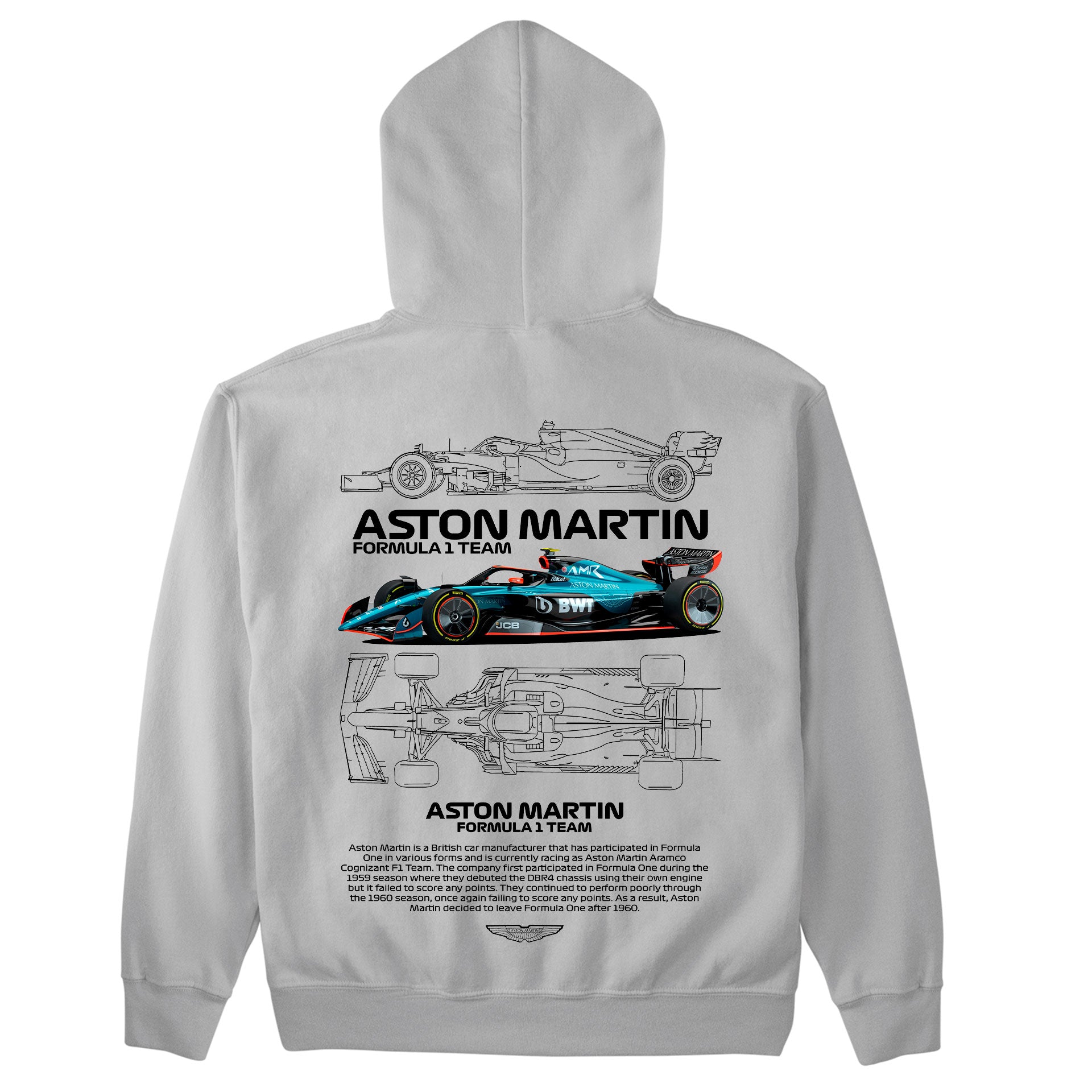 Moletom Básico Com Capuz Unissex Aston Martin Fórmula 1 TEAM-CINZA