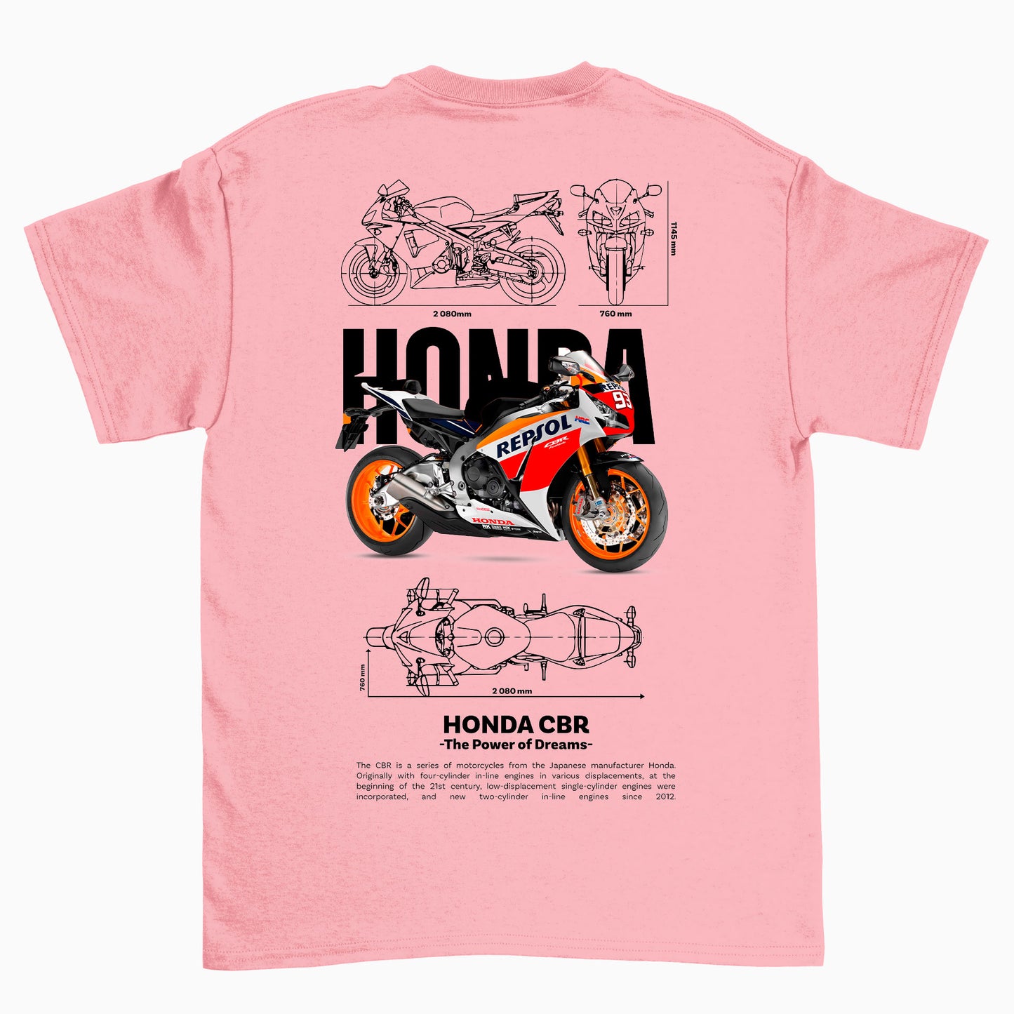 Camiseta Básica Unissex Honda CBR Template PNG white