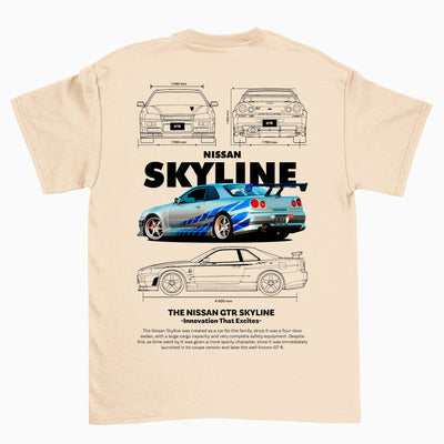 Camiseta Básica Unissex Nissan GTR Skyle R34 4 -2TEMPLATE white