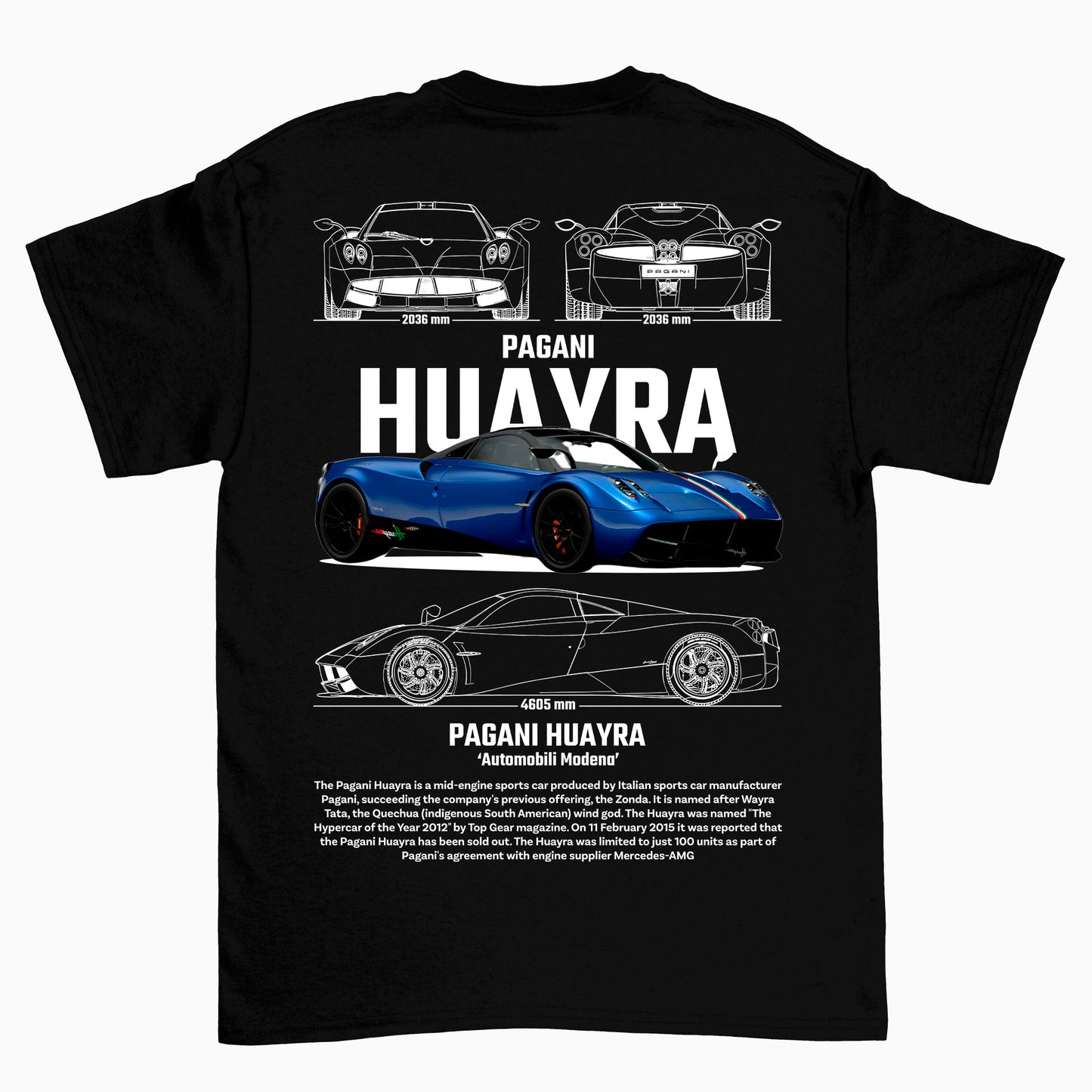 Camiseta Básica Unissex Pagani Huayra BRANCO