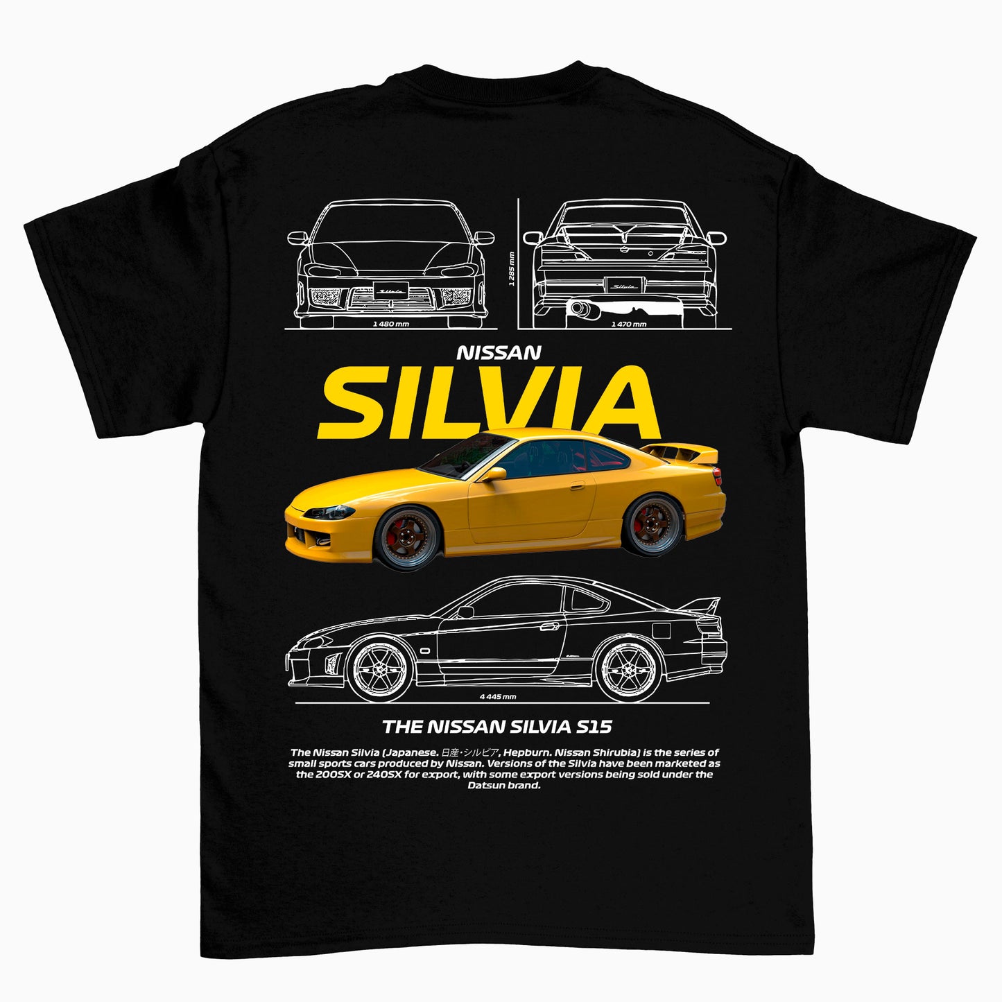 Camiseta Básica Unissex Nissan Silvia Amarillo Version S15 WHITE