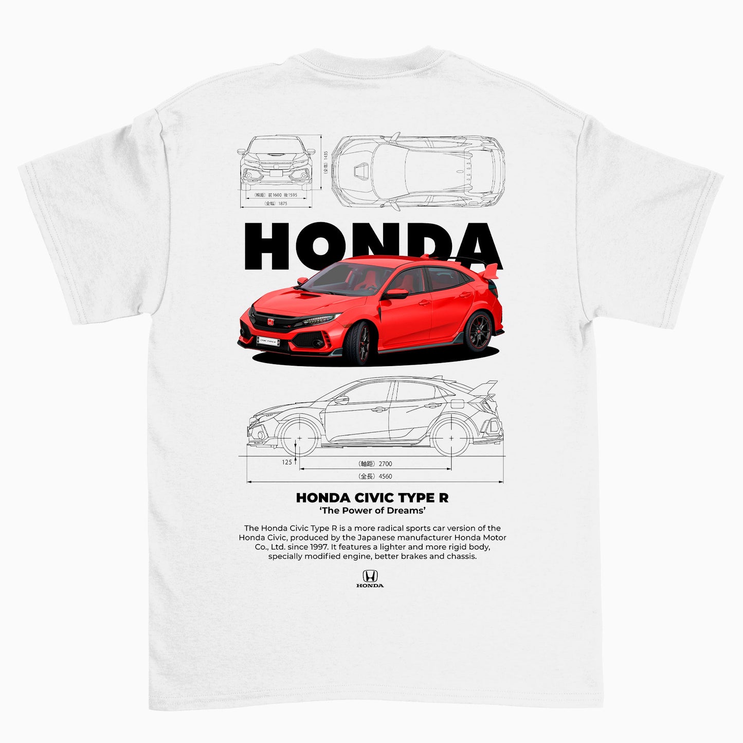 Camiseta Básica Unissex Honda Civic Type R W