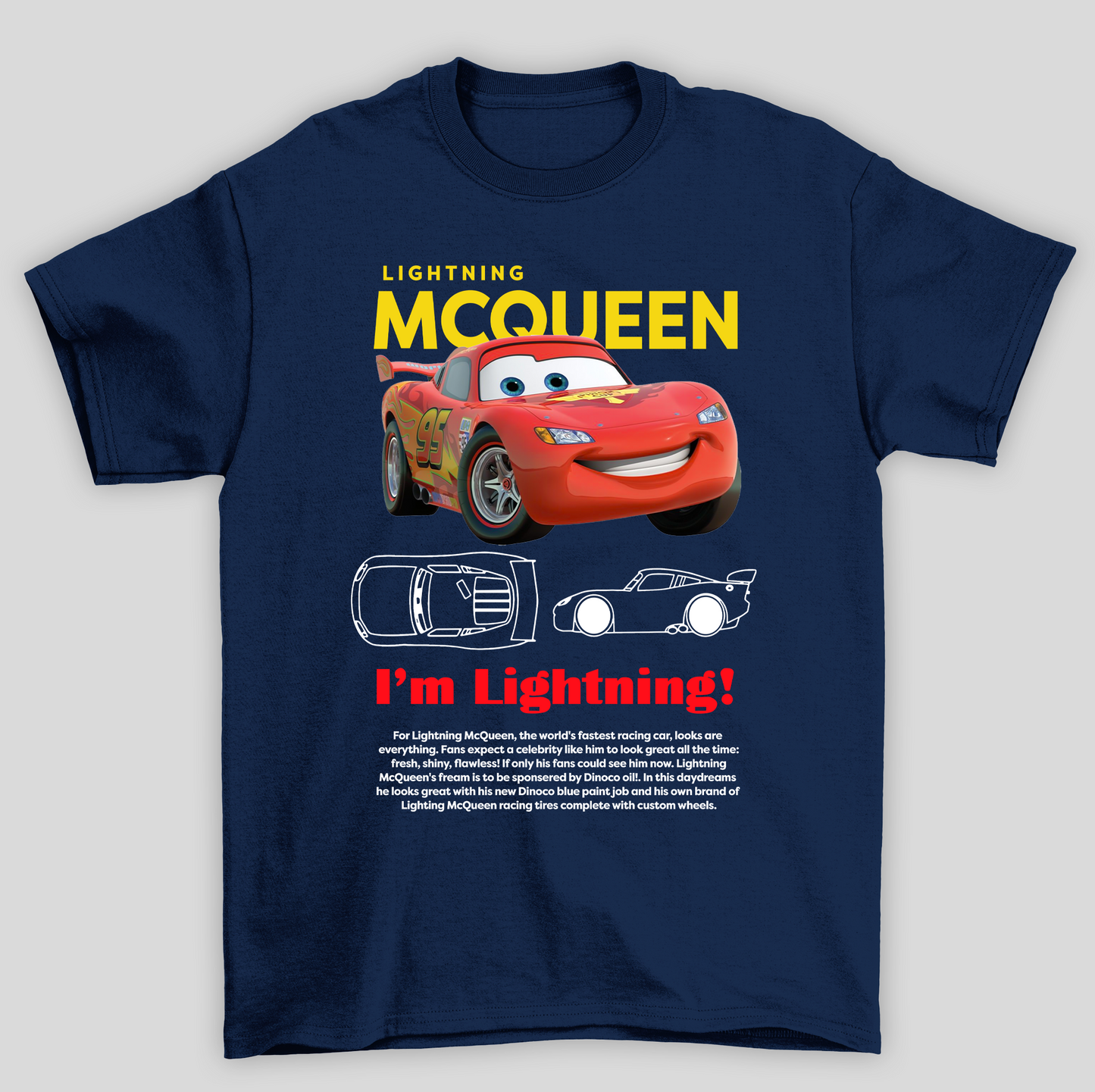 Camiseta Básica Unissex Lightning Mcqueen