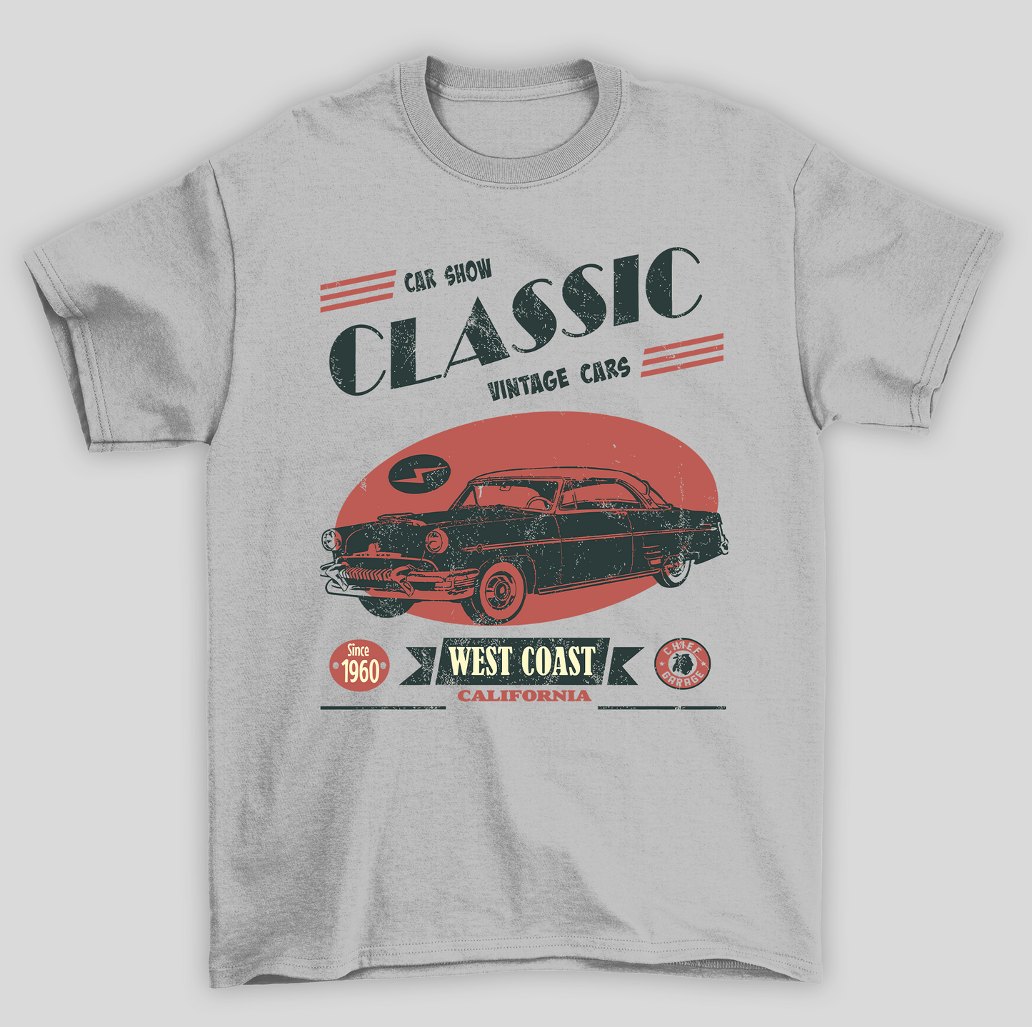 Camiseta Básica Unissex Vintage Cars West Coast