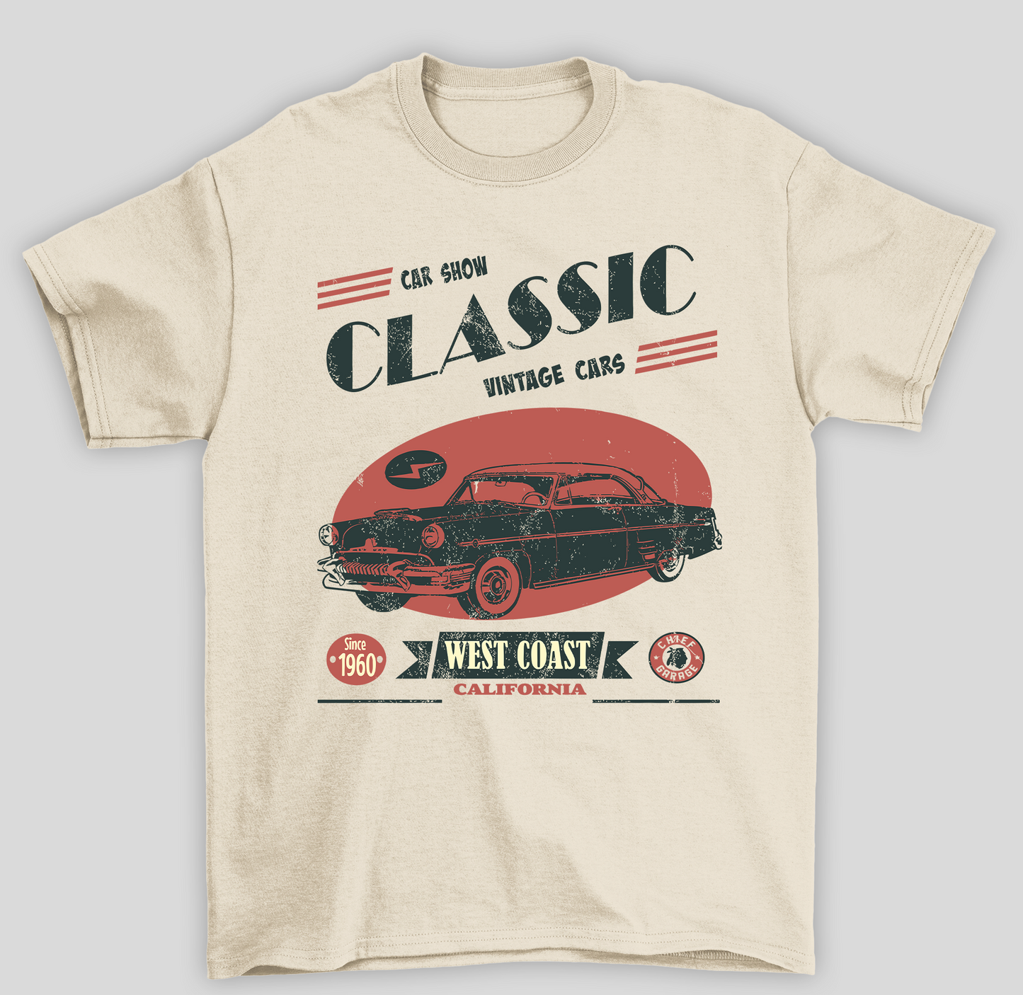 Camiseta Básica Unissex Vintage Cars West Coast