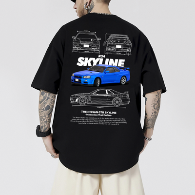 Camiseta Oversized Nissan GTR Skyline R34 06-2
