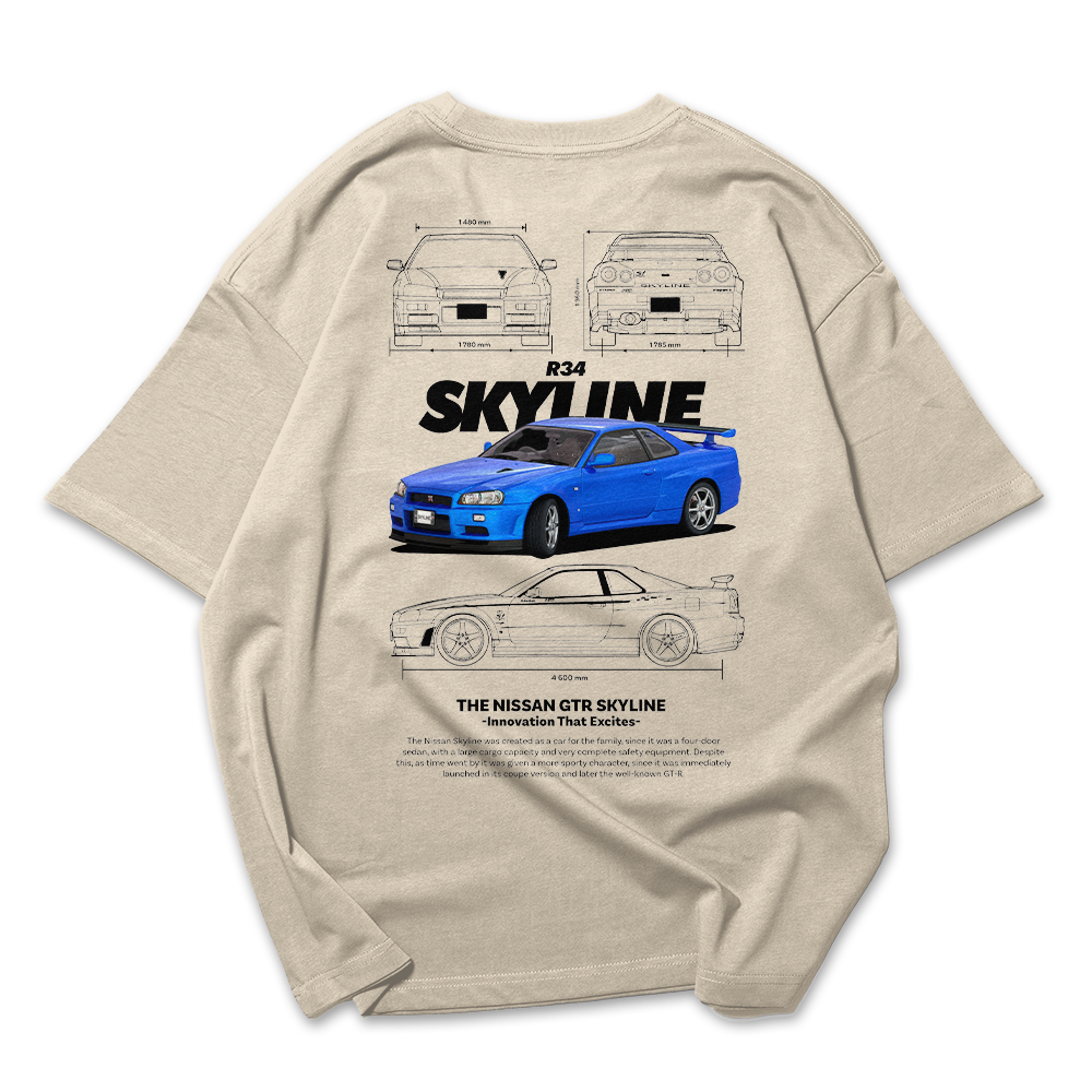 Camiseta Oversized Nissan GTR Skyline R34 06-2