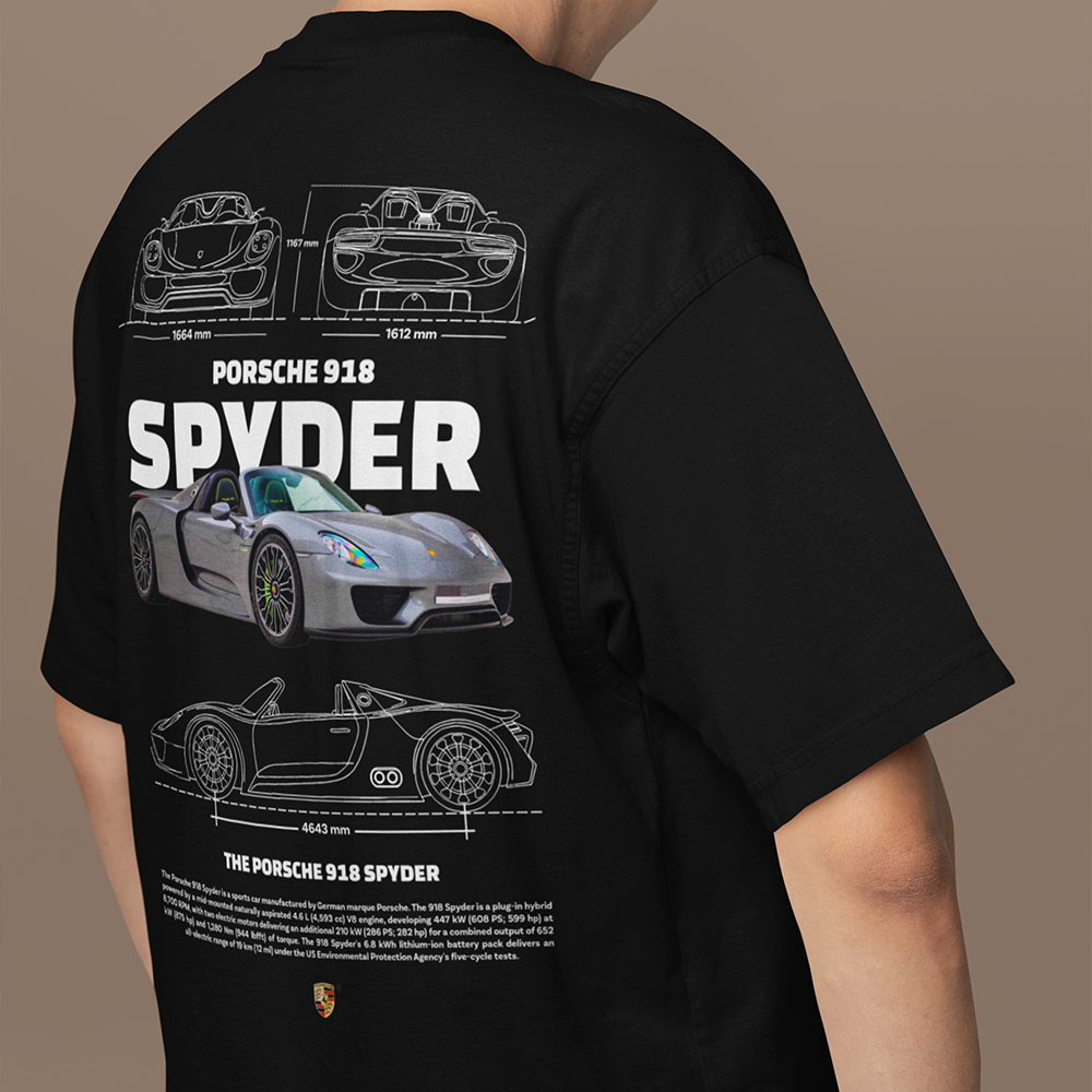 Camiseta Básica Unissex Porsche 918 Spyder 2 w  preta