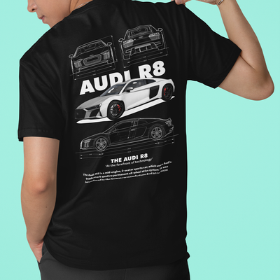 Camiseta Básica Unissex AUDI R8 - Preto