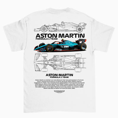 Camiseta Básica Unissex Aston Martin Fórmula 1 TEAM Branco