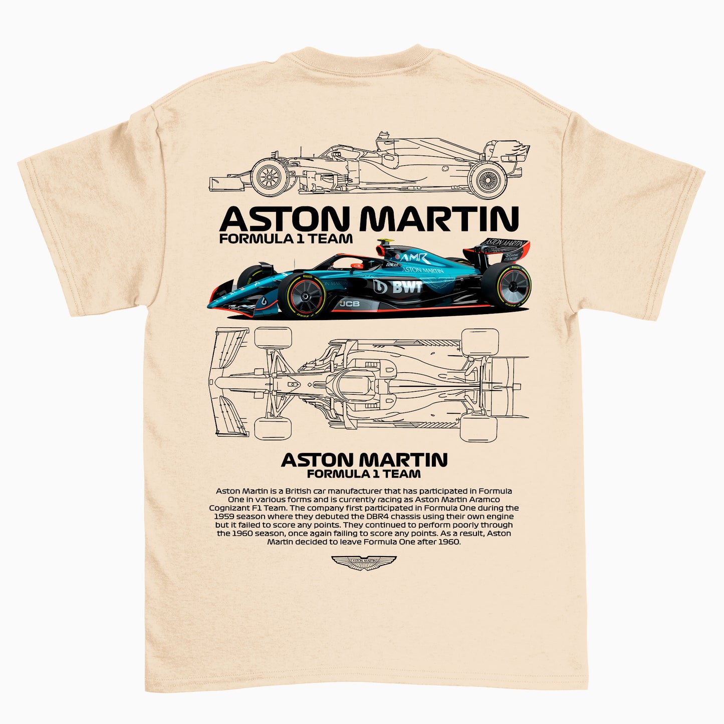 Camiseta Básica Unissex Aston Martin Fórmula 1 TEAM Pérola 