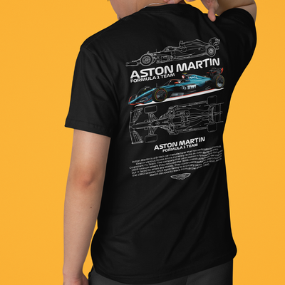 Camiseta Básica Unissex Aston Martin Fórmula 1 TEAM Preto