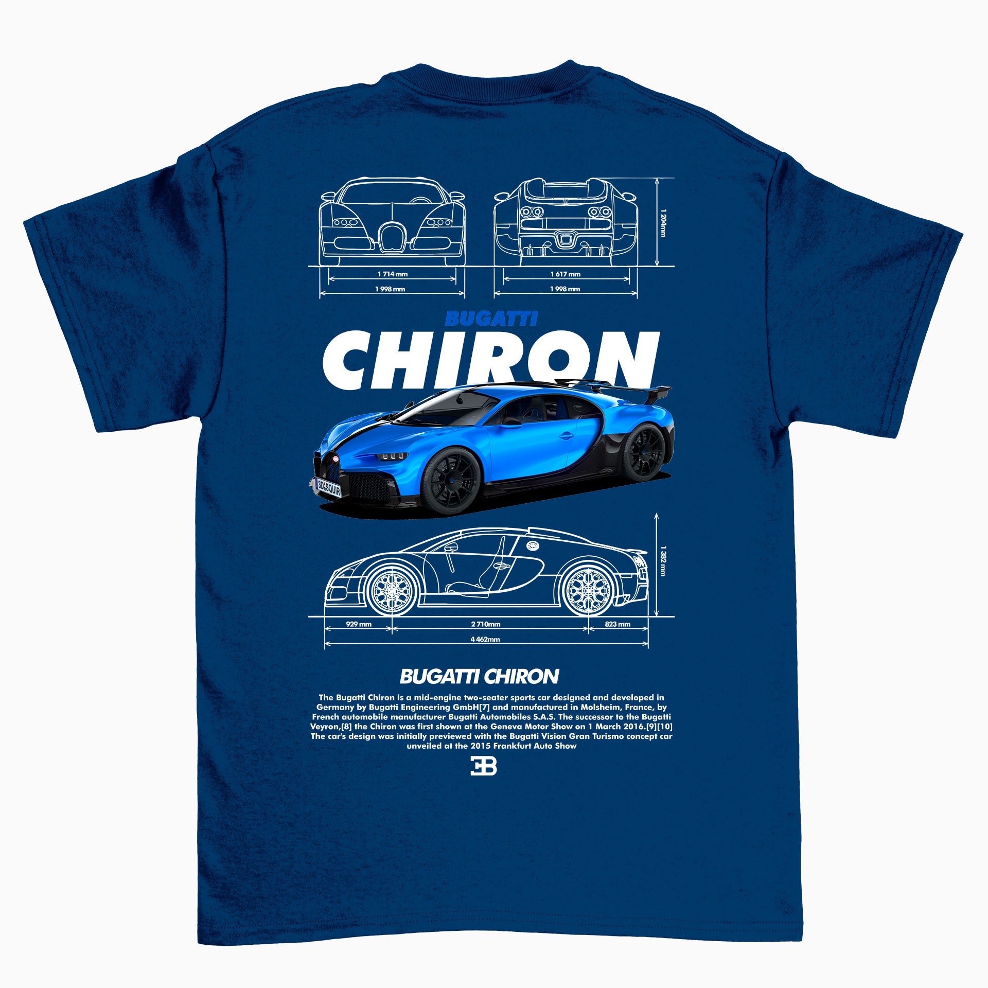 Camiseta Básica Unissex Bugatti Chiron White AZUL MARINHO