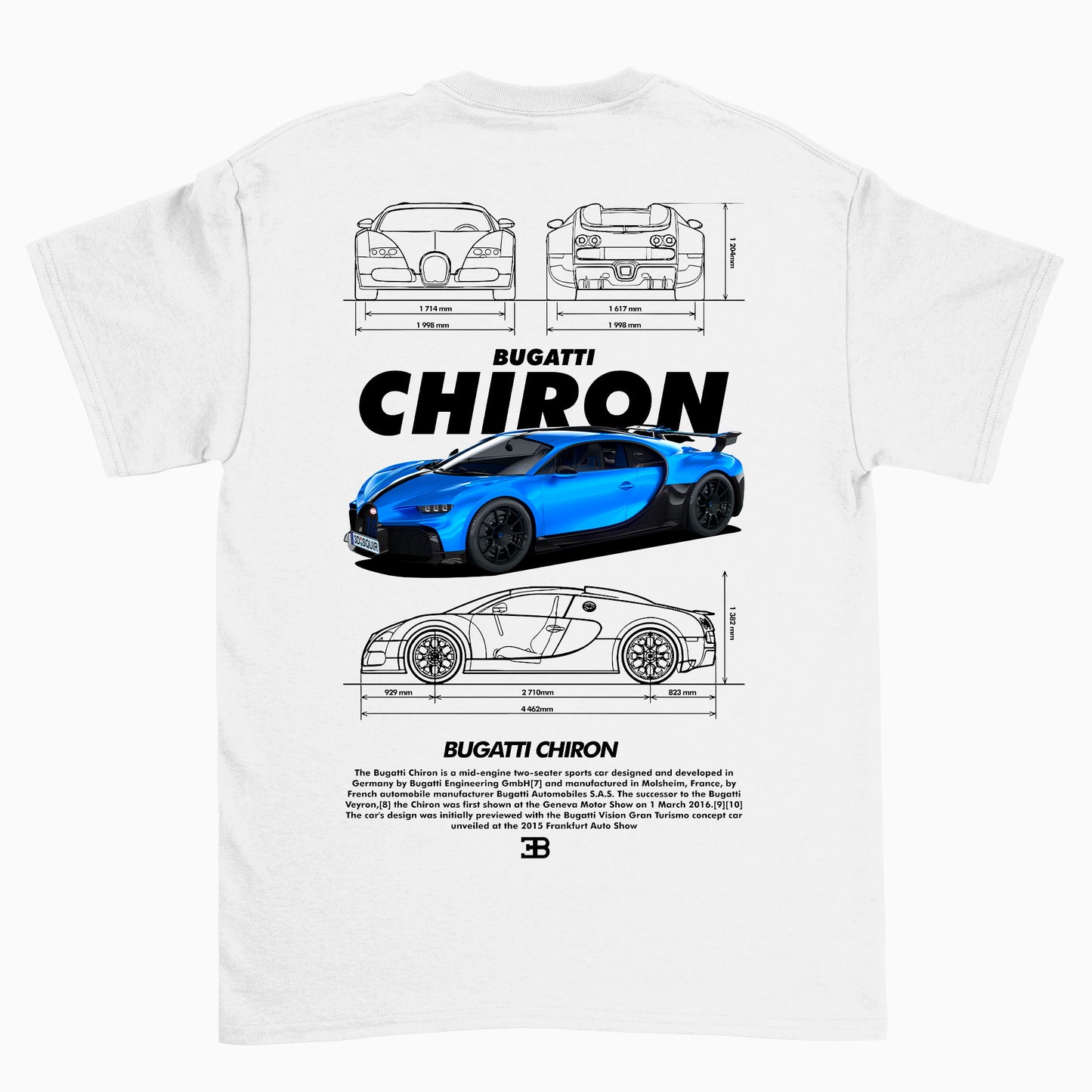 Camiseta Básica Unissex Bugatti Chiron White BRANCO