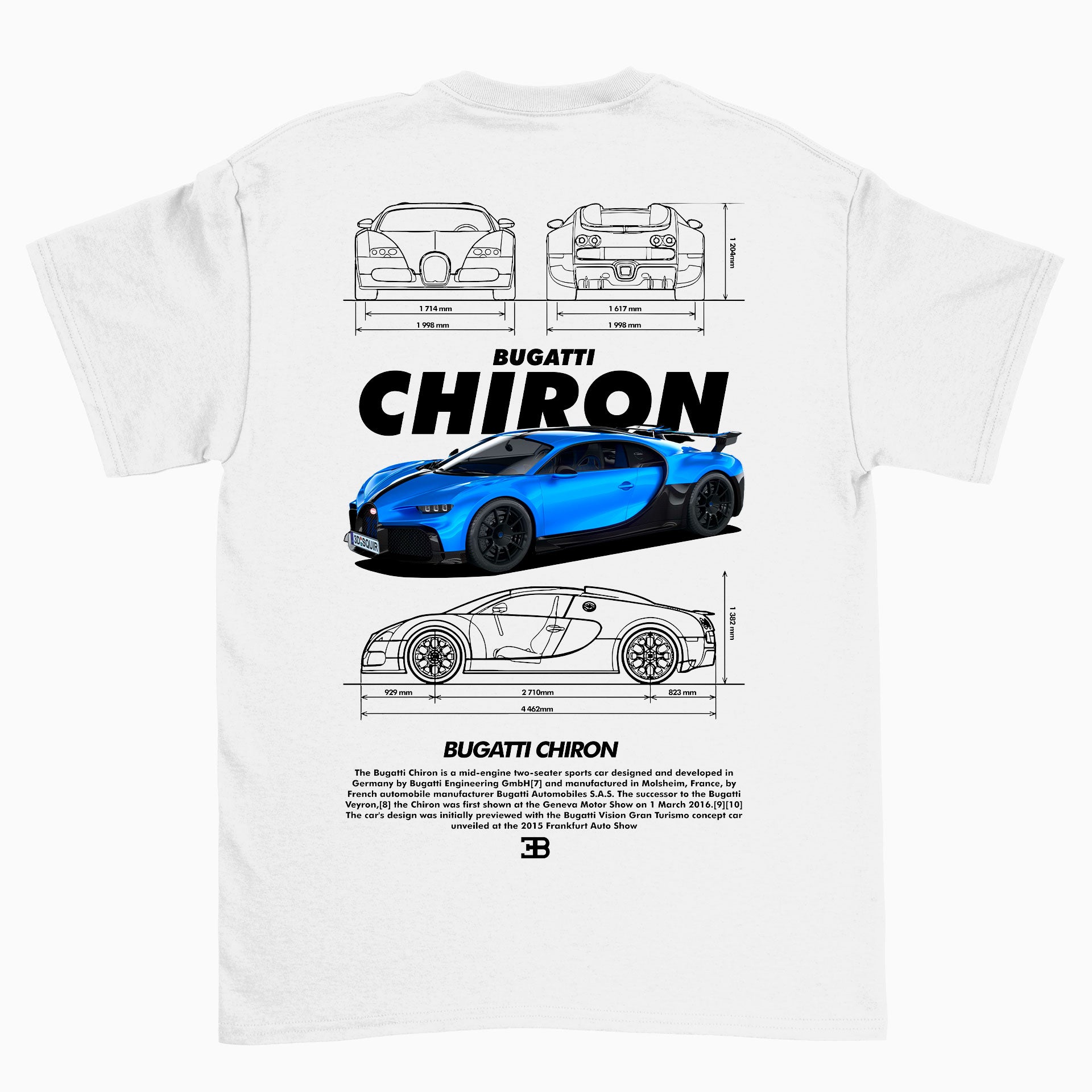 Camiseta Básica Unissex Bugatti Chiron White BRANCO