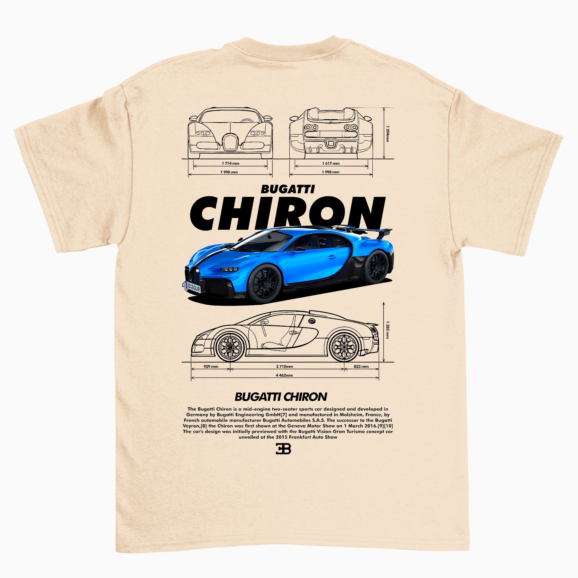 Camiseta Básica Unissex Bugatti Chiron White PEROLA 