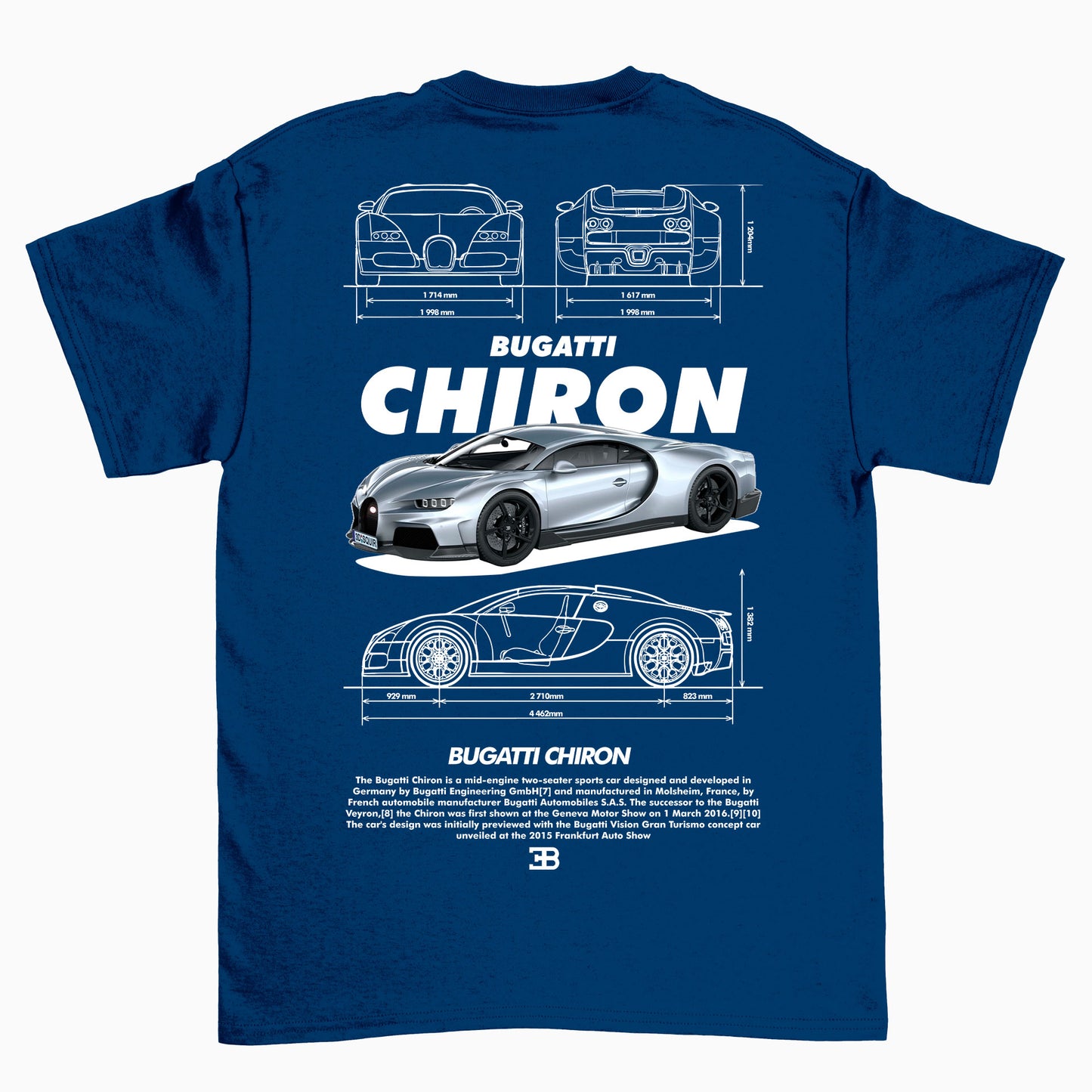 Camiseta Básica Unissex Bugatti Chiron v2 Black AZUL MARINHO