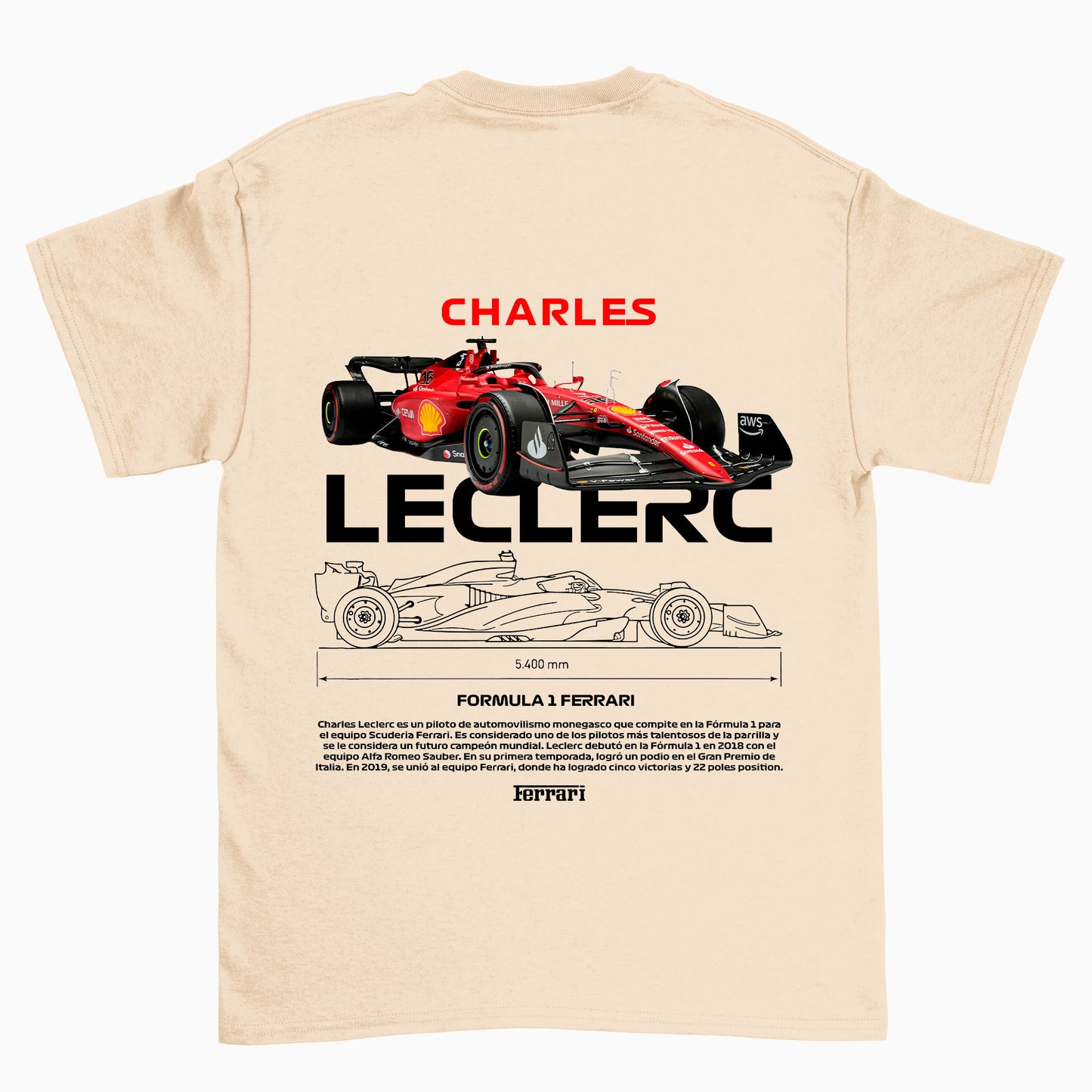 Camiseta Básica Unissex Charles Leclerc PEROLA OFF WHITE