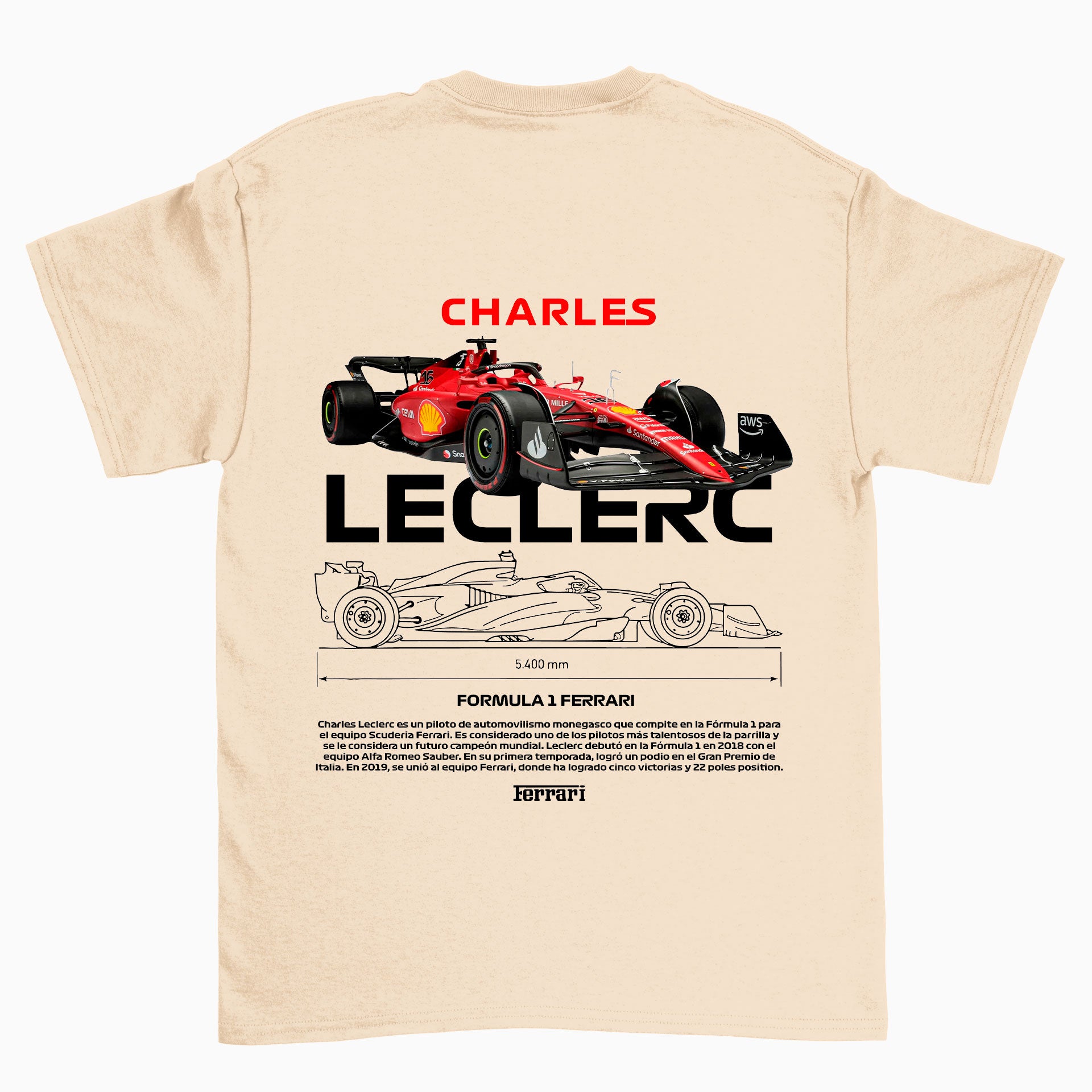 Camiseta Básica Unissex Charles Leclerc PEROLA OFF WHITE