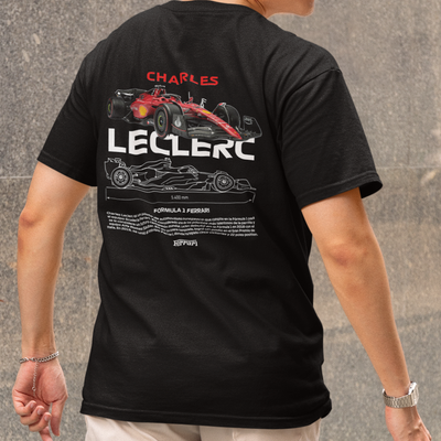 Camiseta Básica Unissex Charles Leclerc PRETO