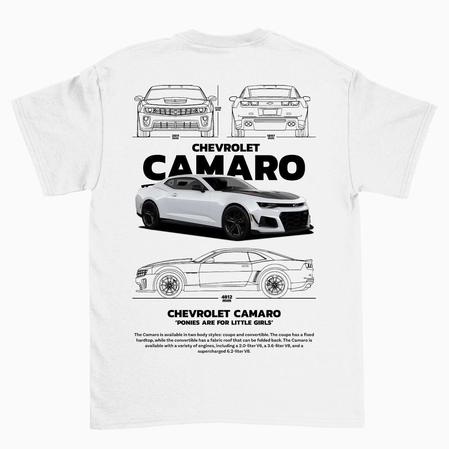 Camiseta Básica Unissex Chevrolet Camaro - Blanco-Branco