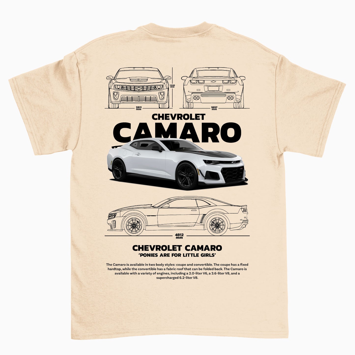 Camiseta Básica Unissex Chevrolet Camaro - Blanco-Pérola