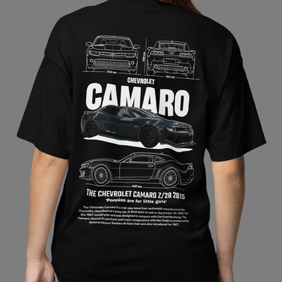 Camiseta Básica Unissex Chevrolet Camaro Z28 2015 BLACK PRETO
