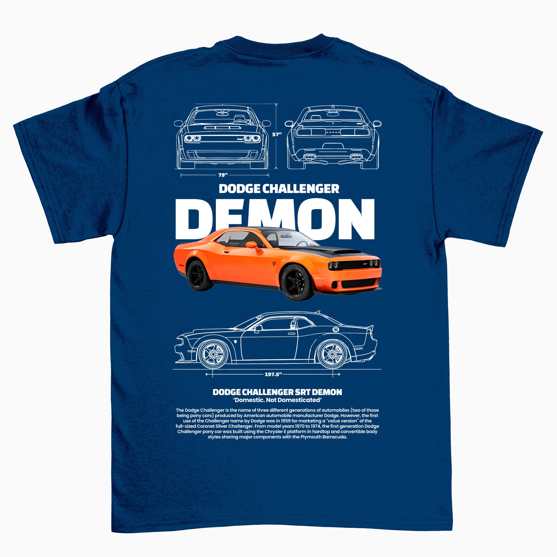 Camiseta Básica Unissex Dodge Challender Demon  AZUL MARINHO