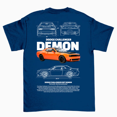 Camiseta Básica Unissex Dodge Challender Demon  AZUL MARINHO