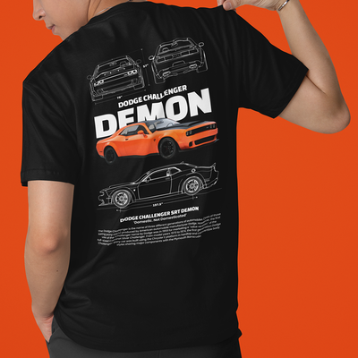 Camiseta Básica Unissex Dodge Challender Demon PRETO