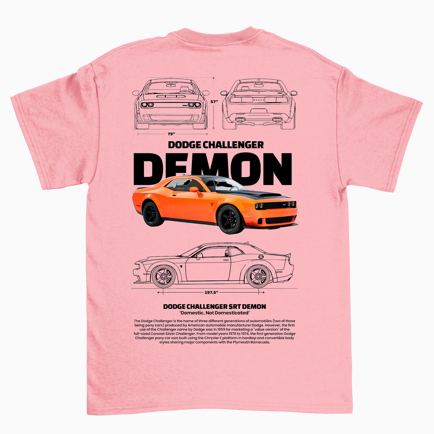 Camiseta Básica Unissex Dodge Challender Demon  ROSA BEBE